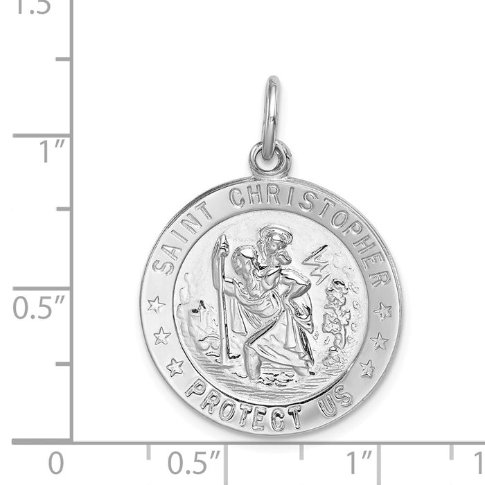 Million Charms 925 Sterling Silver Rhodium-Plated Religious Saint Christopher Medal