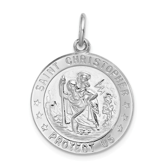 Million Charms 925 Sterling Silver Rhodium-Plated Religious Saint Christopher Medal