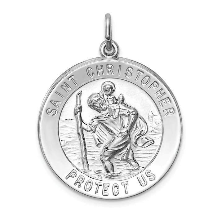 Million Charms 925 Sterling Silver Rhodium-Plated Religious Saint Christopher Medal