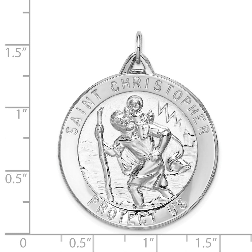 Million Charms 925 Sterling Silver Rhodium-Plated Religious Saint Christopher Medal