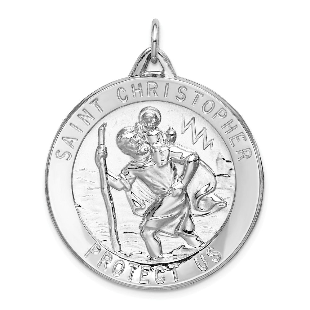 Million Charms 925 Sterling Silver Rhodium-Plated Religious Saint Christopher Medal