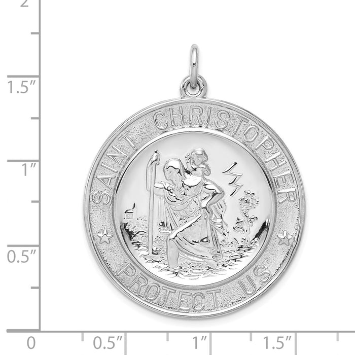 Million Charms 925 Sterling Silver Rhodium-Plated Religious Saint Christopher Medal