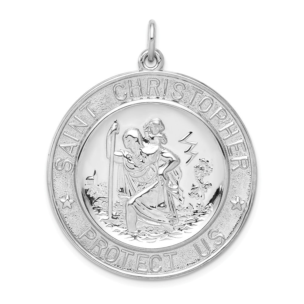Million Charms 925 Sterling Silver Rhodium-Plated Religious Saint Christopher Medal