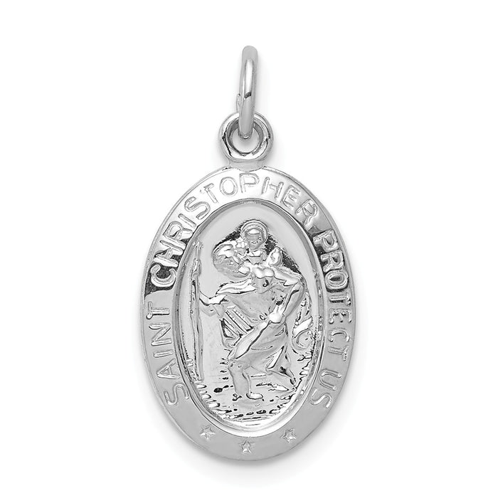 Million Charms 925 Sterling Silver Rhodium-Plated Religious Saint Christopher Medal