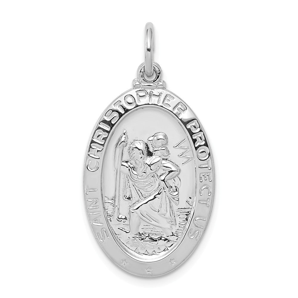 Million Charms 925 Sterling Silver Rhodium-Plated Religious Saint Christopher Medal