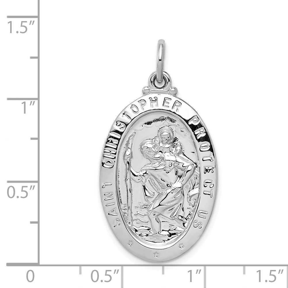 Million Charms 925 Sterling Silver Rhodium-Plated Religious Saint Christopher Medal