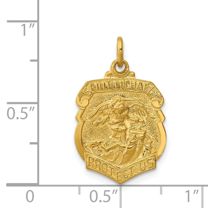 Million Charms 24K Gold-Plated 925 Sterling Silver Religious Saint Michael Badge Medal