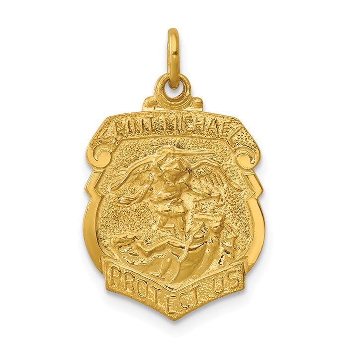 Million Charms 24K Gold-Plated 925 Sterling Silver Religious Saint Michael Badge Medal