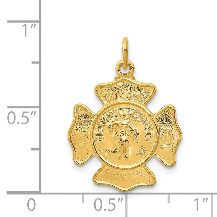 Million Charms 24K Gold-Plated 925 Sterling Silver Religious Saint Florian Fireman'S Badge Medal