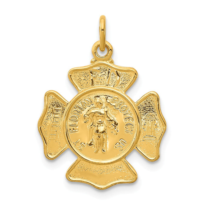 Million Charms 24K Gold-Plated 925 Sterling Silver Religious Saint Florian Fireman'S Badge Medal