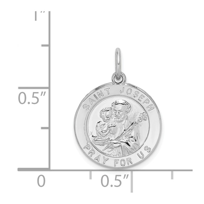 Million Charms 925 Sterling Silver Rhodium-Plated Religious Saint Joseph Medal