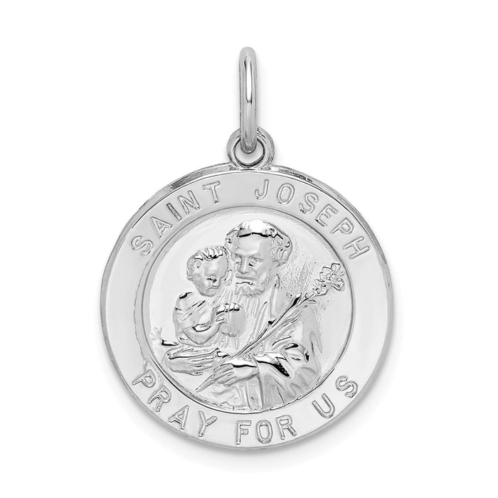 Million Charms 925 Sterling Silver Rhodium-Plated Religious Saint Joseph Medal