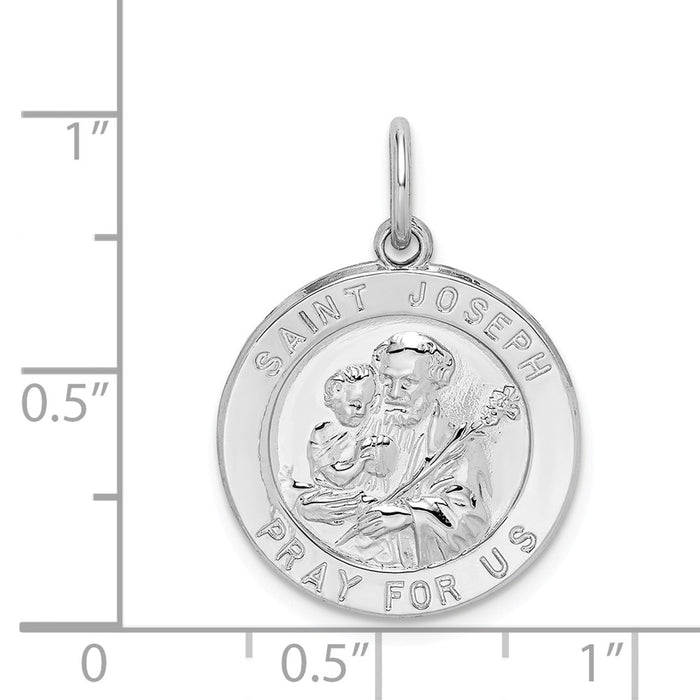 Million Charms 925 Sterling Silver Rhodium-Plated Religious Saint Joseph Medal