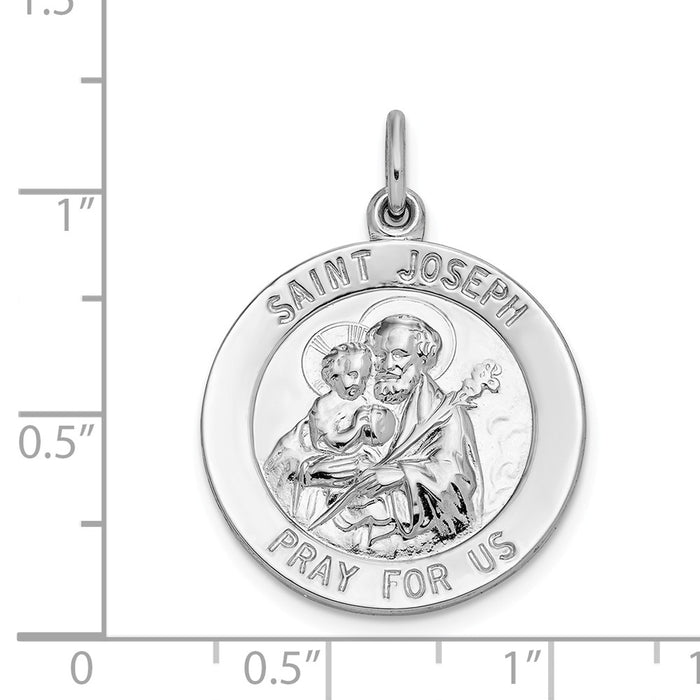 Million Charms 925 Sterling Silver Rhodium-Plated Religious Saint Joseph Medal
