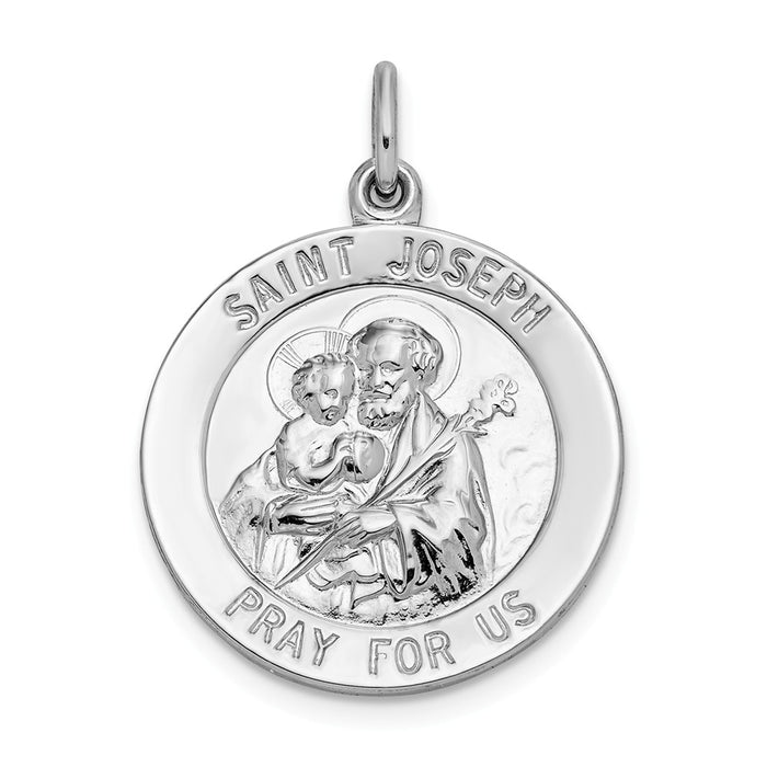 Million Charms 925 Sterling Silver Rhodium-Plated Religious Saint Joseph Medal