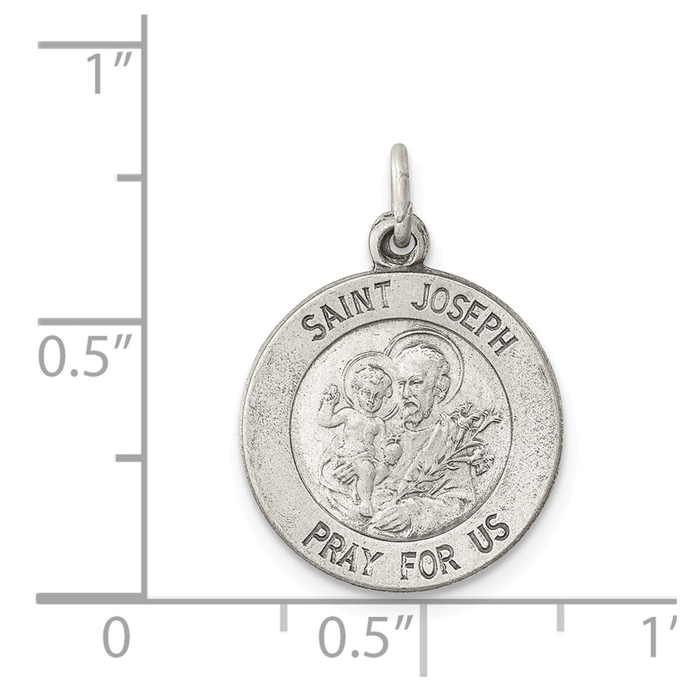 Million Charms 925 Sterling Silver Antiqued Religious Saint Joseph Medal