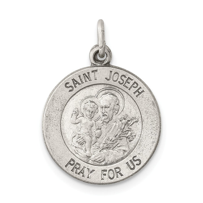 Million Charms 925 Sterling Silver Antiqued Religious Saint Joseph Medal