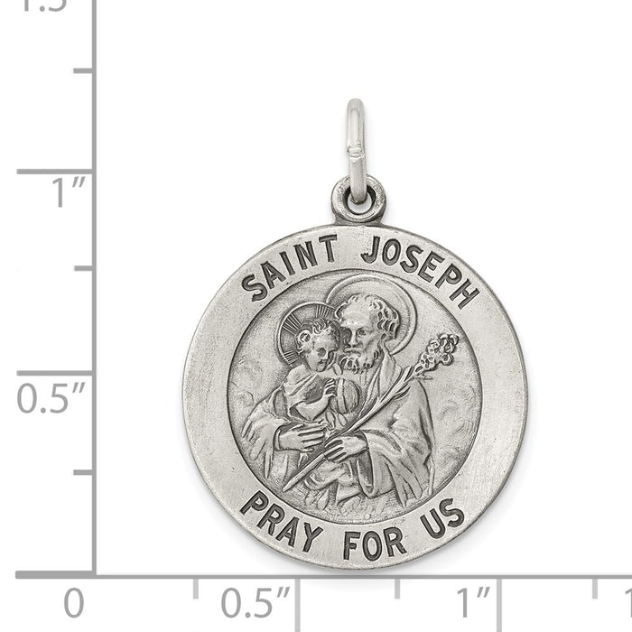 Million Charms 925 Sterling Silver Antiqued Religious Saint Joseph Medal