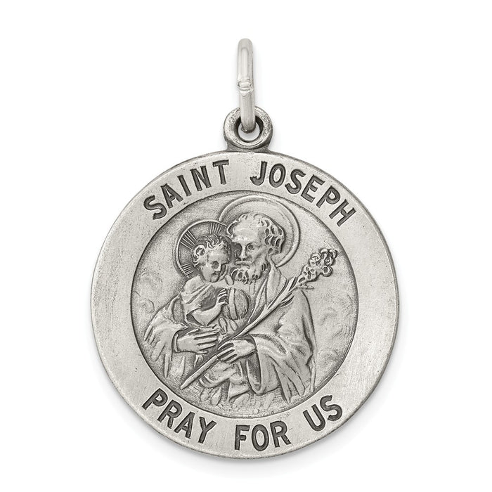 Million Charms 925 Sterling Silver Antiqued Religious Saint Joseph Medal