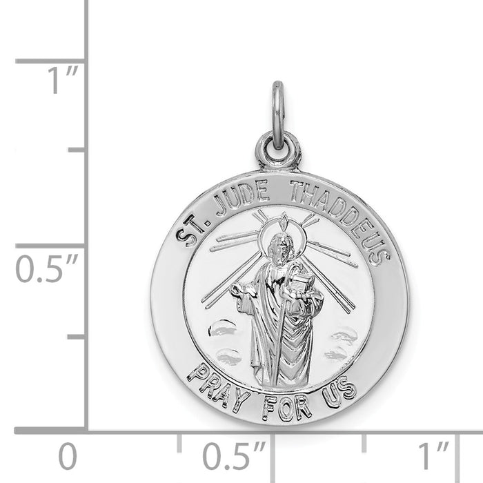 Million Charms 925 Sterling Silver Rhodium-Plated Religious Saint Jude Thaddeus Medal