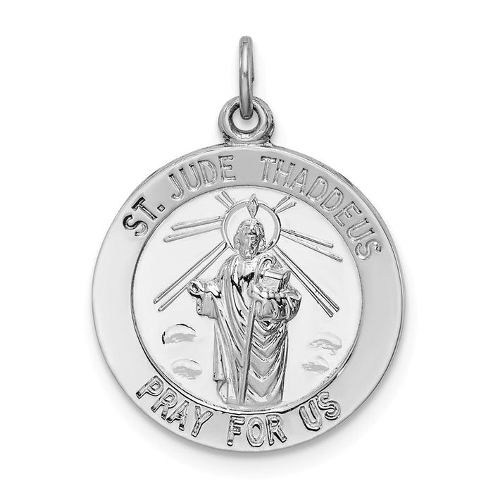 Million Charms 925 Sterling Silver Rhodium-Plated Religious Saint Jude Thaddeus Medal