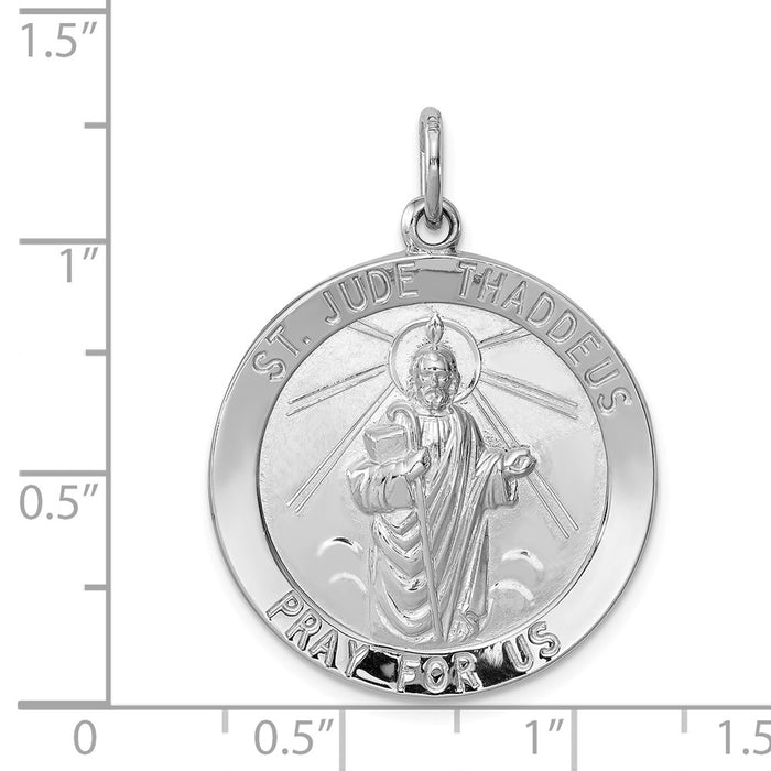 Million Charms 925 Sterling Silver Rhodium-Plated Religious Saint Jude Thaddeus Medal