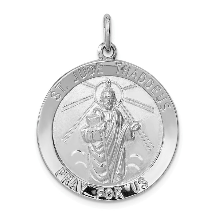 Million Charms 925 Sterling Silver Rhodium-Plated Religious Saint Jude Thaddeus Medal