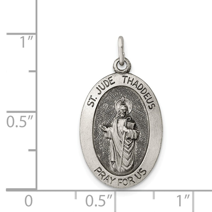 Million Charms 925 Sterling Silver Antiqued Religious Saint Jude Thaddeus Medal