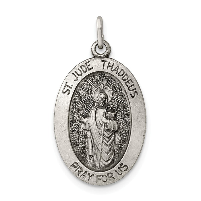 Million Charms 925 Sterling Silver Antiqued Religious Saint Jude Thaddeus Medal