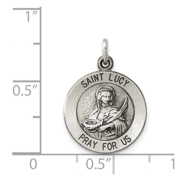 Million Charms 925 Sterling Silver Antiqued Religious Saint Lucy Medal