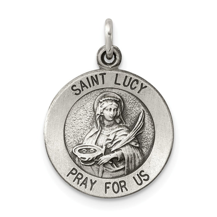 Million Charms 925 Sterling Silver Antiqued Religious Saint Lucy Medal