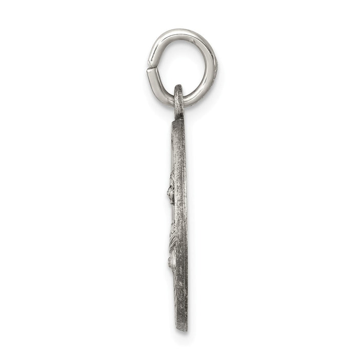 Million Charms 925 Sterling Silver Antiqued Religious Saint Lucy Medal