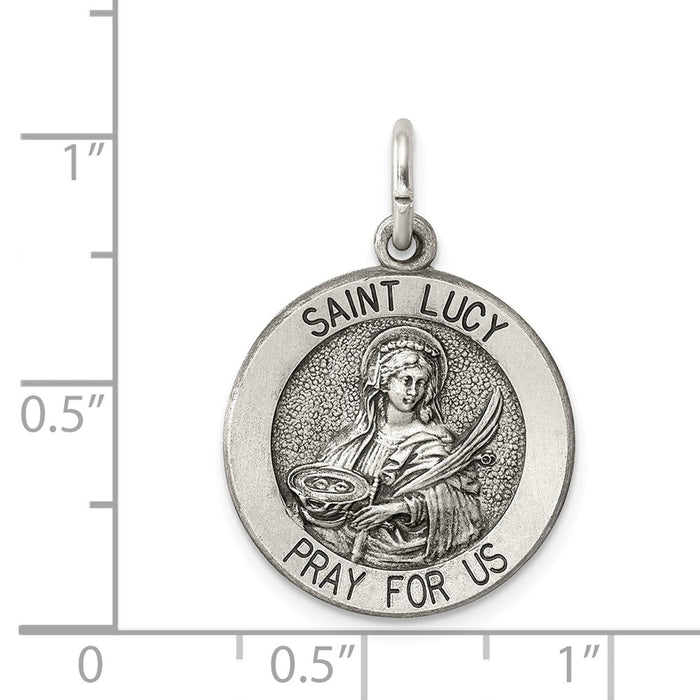 Million Charms 925 Sterling Silver Antiqued Religious Saint Lucy Medal