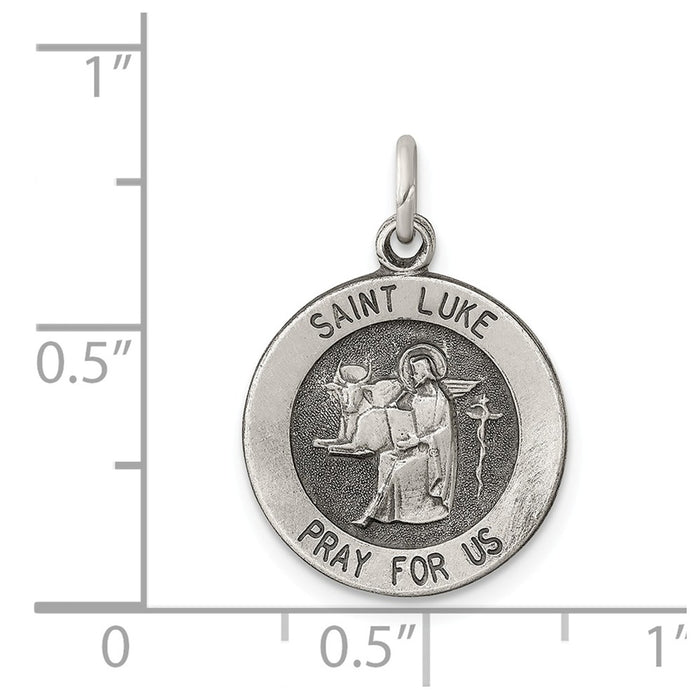 Million Charms 925 Sterling Silver Antiqued Religious Saint Luke Medal