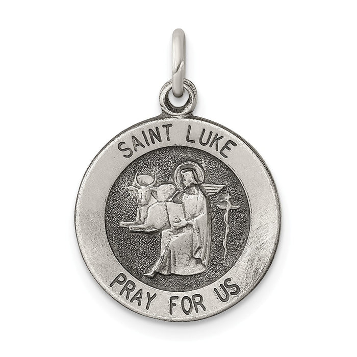 Million Charms 925 Sterling Silver Antiqued Religious Saint Luke Medal