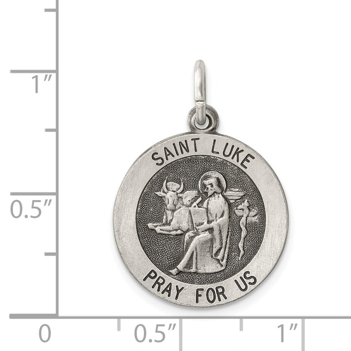 Million Charms 925 Sterling Silver Antiqued Religious Saint Luke Medal