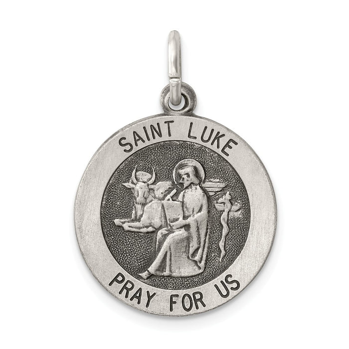 Million Charms 925 Sterling Silver Antiqued Religious Saint Luke Medal