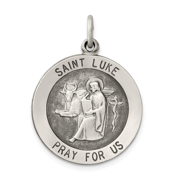 Million Charms 925 Sterling Silver Antiqued Religious Saint Luke Medal