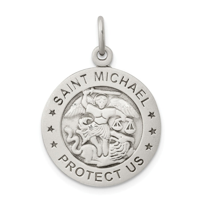 Million Charms 925 Sterling Silver Antiqued Religious Saint Michael Marine Corp Medal