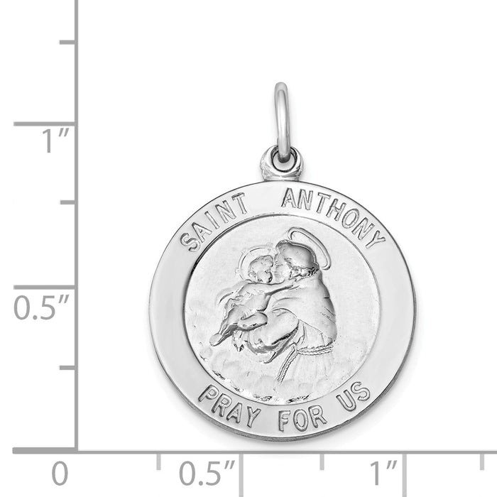 Million Charms 925 Sterling Silver Rhodium-Plated Religious Saint Anthony Medal