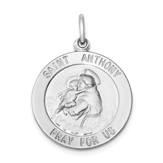 Million Charms 925 Sterling Silver Rhodium-Plated Religious Saint Anthony Medal