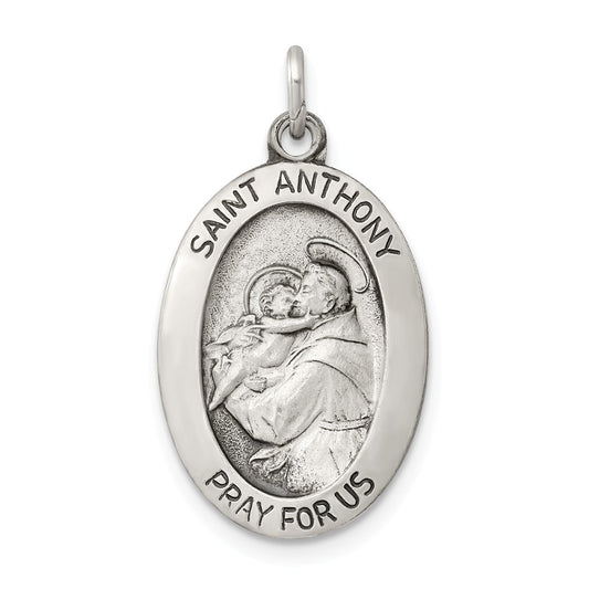 Million Charms 925 Sterling Silver Antiqued Religious Saint Anthony Medal