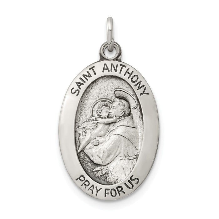 Million Charms 925 Sterling Silver Antiqued Religious Saint Anthony Medal