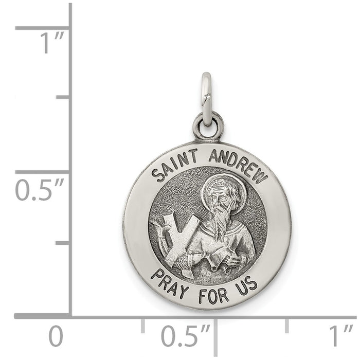 Million Charms 925 Sterling Silver Antiqued Religious Saint Andrew Medal