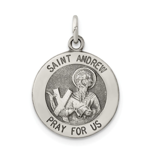 Million Charms 925 Sterling Silver Antiqued Religious Saint Andrew Medal