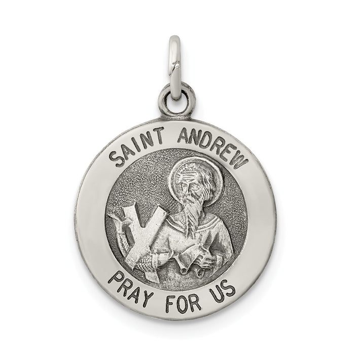 Million Charms 925 Sterling Silver Antiqued Religious Saint Andrew Medal