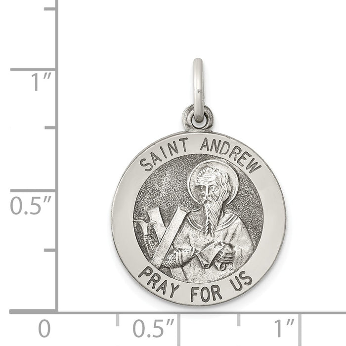 Million Charms 925 Sterling Silver Antiqued Religious Saint Andrew Medal