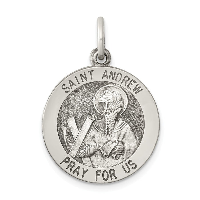 Million Charms 925 Sterling Silver Antiqued Religious Saint Andrew Medal
