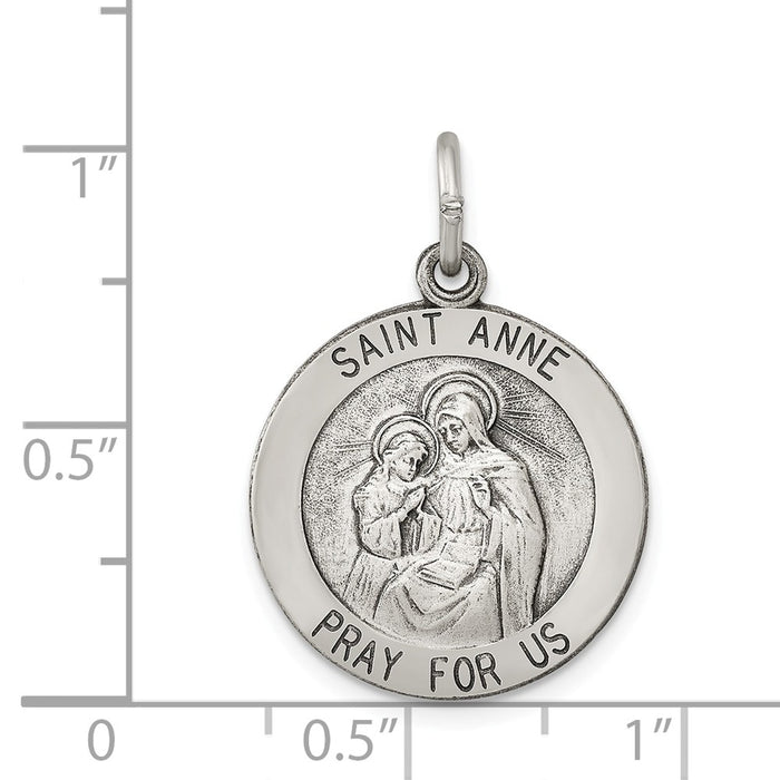 Million Charms 925 Sterling Silver Antiqued Religious Saint Anne Medal