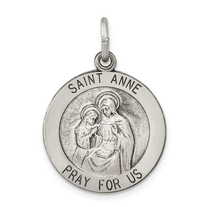 Million Charms 925 Sterling Silver Antiqued Religious Saint Anne Medal